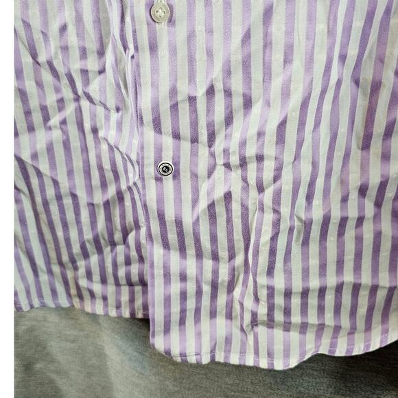Robert Graham Knowledge Wisdom Truth Purple Striped Mens Shirt w/Flip Up Cuff Lg - Picture 2 of 8
